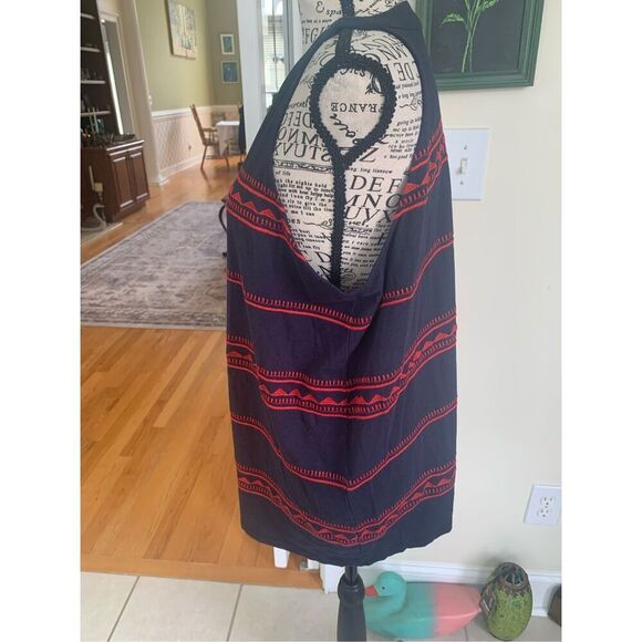 J. Jill Embroidered Knit Sleeveless Top Navy Blue Red  NWT - Picture 7 of 10